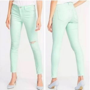 Old Navy Mint Green Distressed Midrise Rockstar Skinny Jean Size 16